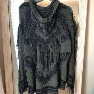 Free people fringed hoodie